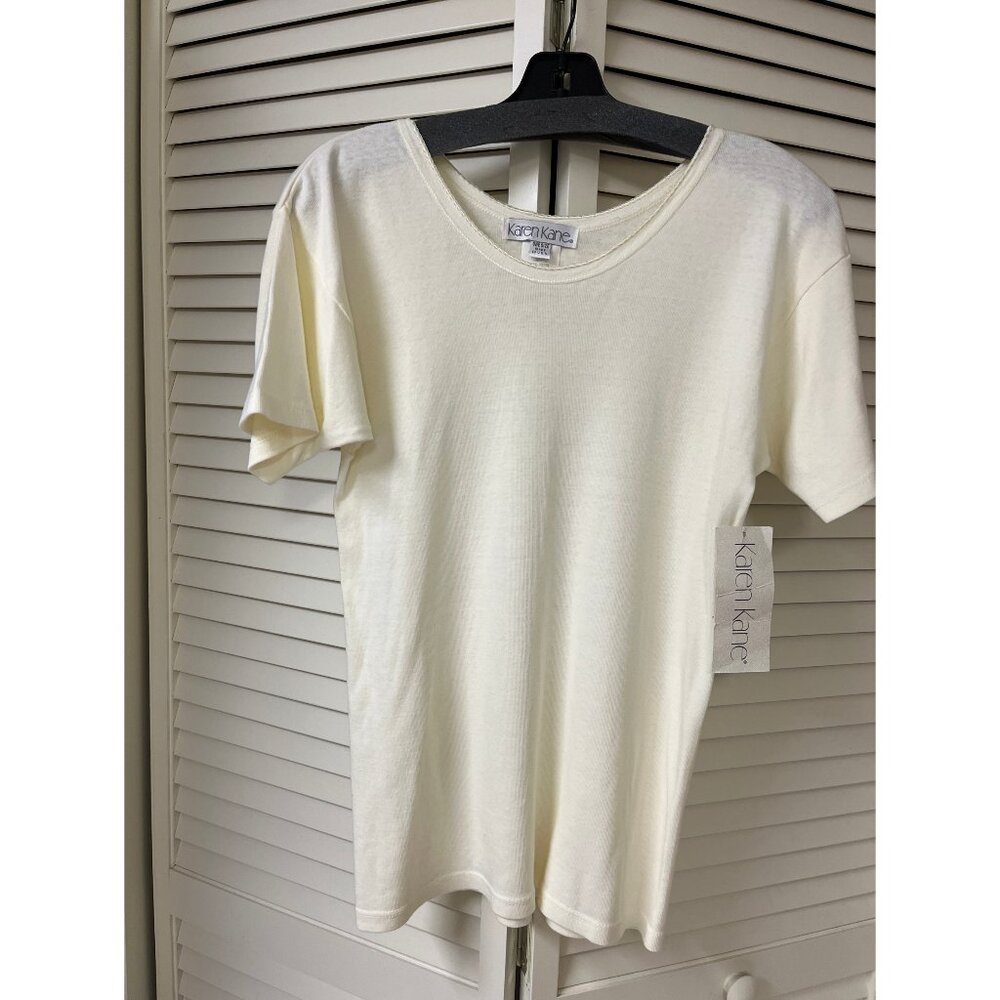 Karen Kane Top Dress Shirt M 8 10 Ivory